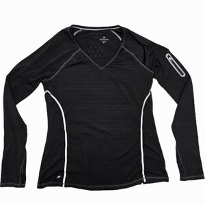 Athleta Black V-Neck Long Sleeve Top